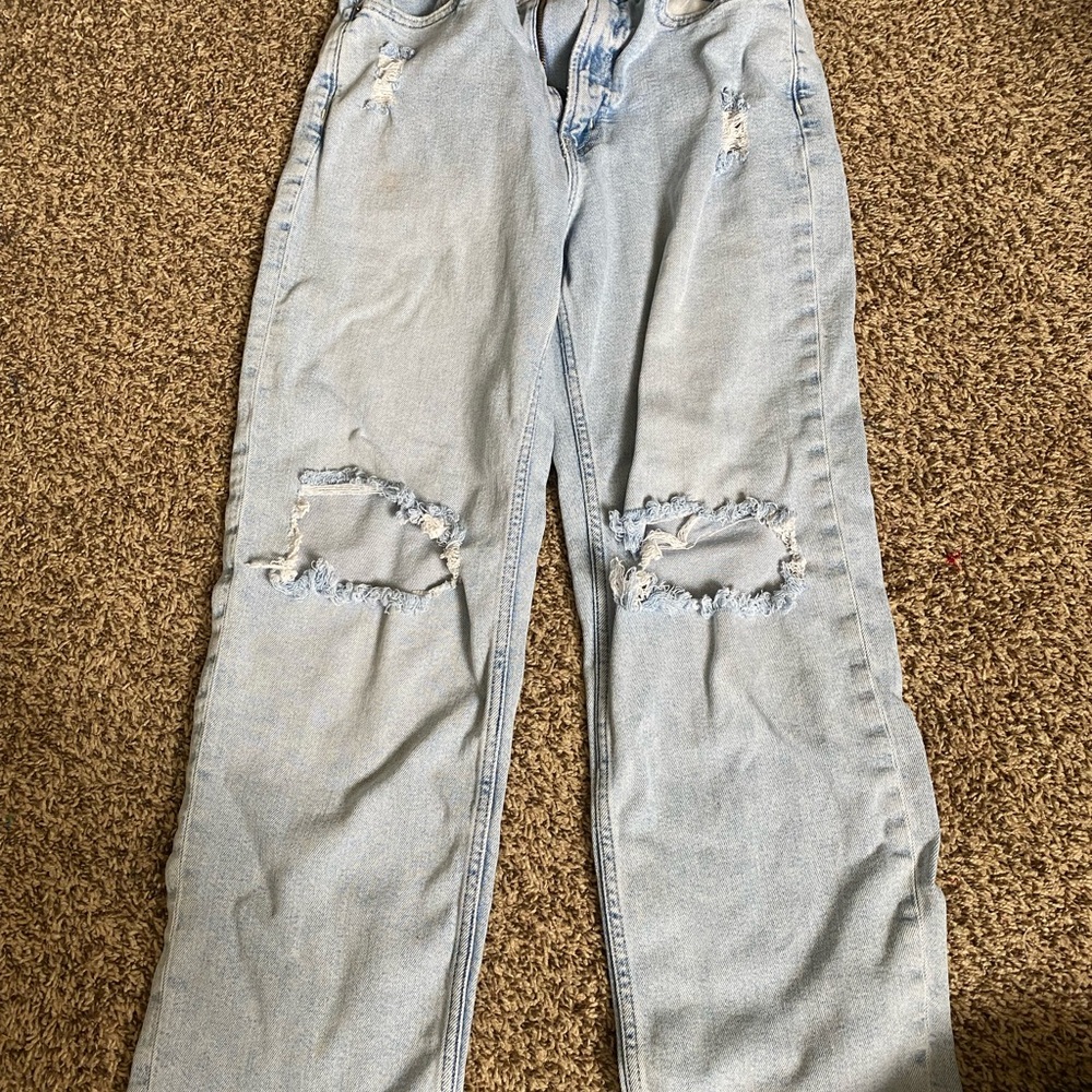 Arizona Jean Company Blue Boyfriend Jeans Distressed Relaxed Fit